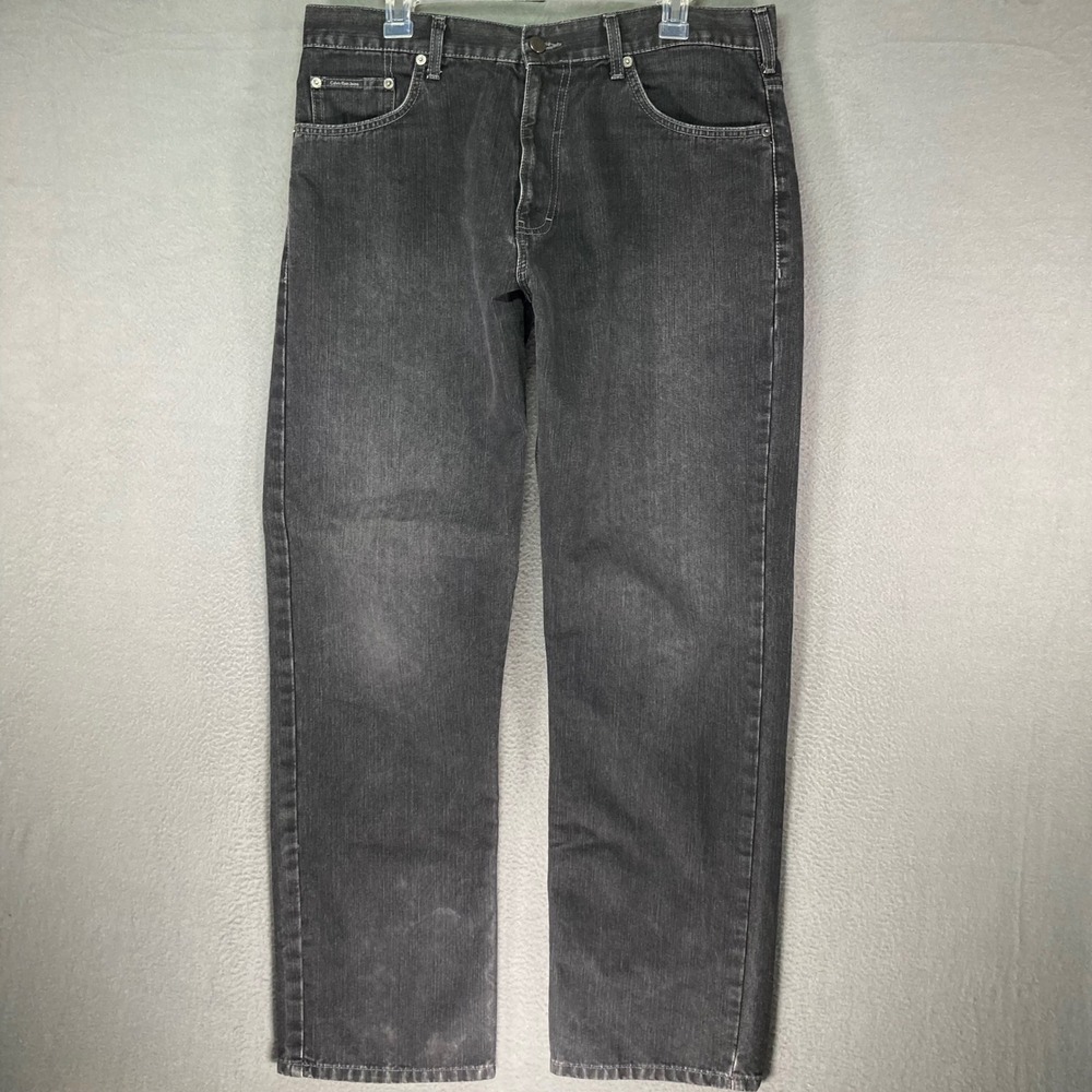 Calvin Klein Jeans Mens 36 Black Wash Denim Straight Leg‎ Pants Casual Cotton